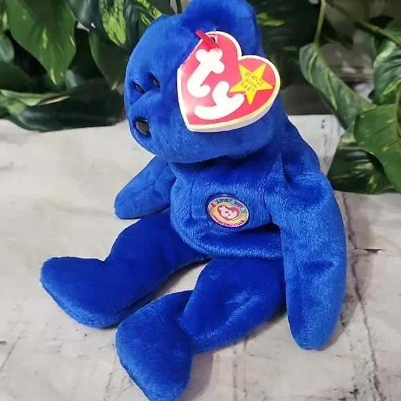 Ty Beanie Babies Original 1998 RARE Clubby Blue Teddy Bear Plush Toy NWOB